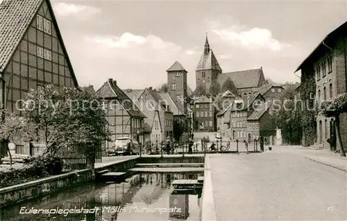 AK / Ansichtskarte Moelln_Lauenburg Eulenspiegelstadt Muehlenplatz Kirche Moelln_Lauenburg