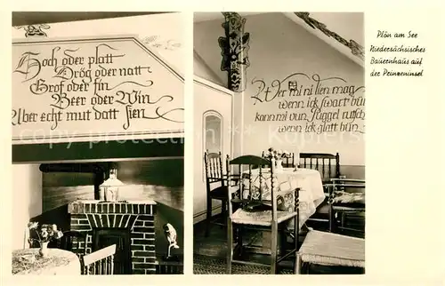 AK / Ansichtskarte Ploen_See Niedersaechsisches Bauernhaus 17. Jhdt. Ausflugsgaststaette Prinzeninsel Ploener See Ploen_See