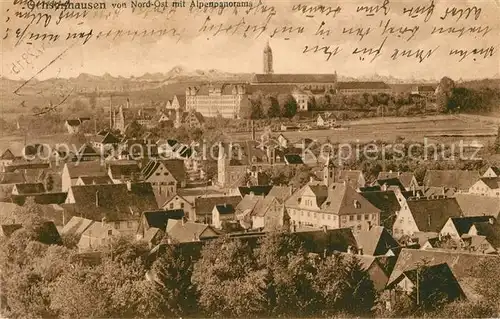 AK / Ansichtskarte Ochsenhausen Stadtbild von Nord Ost Benediktinerabtei Alpenpanorama Ochsenhausen