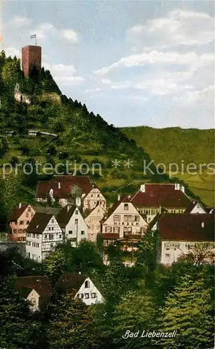 AK / Ansichtskarte Bad_Liebenzell Teilansicht mit Blick zur Burg Kurort im Schwarzwald Bad_Liebenzell