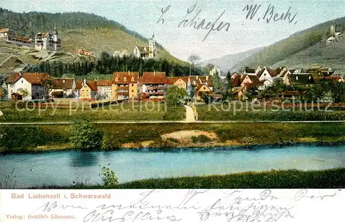 AK / Ansichtskarte Bad_Liebenzell Blick ueber die Nagold zum Kurort mit Burg Bad_Liebenzell