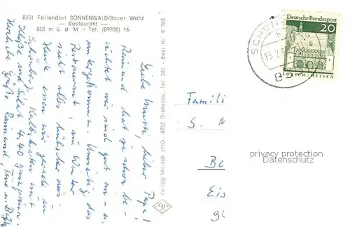 AK / Ansichtskarte Sonnenwald_Schoefweg Teilansicht Feriendorf Bayerischer Wald 