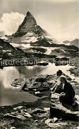 AK / Ansichtskarte Zermatt_VS Riffelsee mit Matterhorn Zermatt_VS