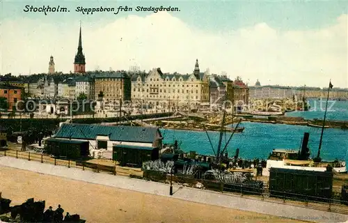 AK / Ansichtskarte Stockholm Skeppsbron fran Stadsgarden Stockholm