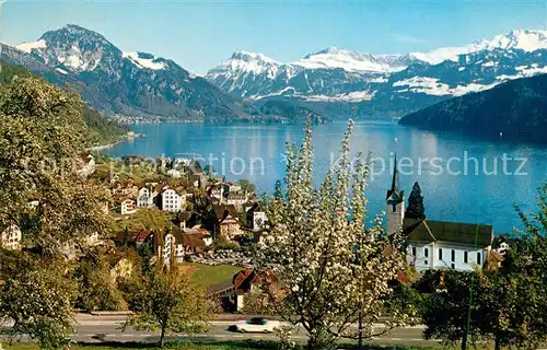 AK / Ansichtskarte Weggis_Vierwaldstaettersee mit Pilatus und Panoramastrasse Weggis_Vierwaldstaettersee