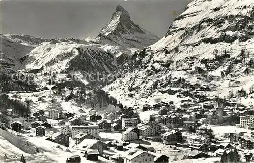 AK / Ansichtskarte Zermatt_VS mit Matterhorn Zermatt_VS