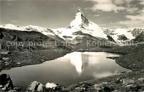 AK / Ansichtskarte Zermatt_VS Stellisee mit Matterhorn Zermatt_VS