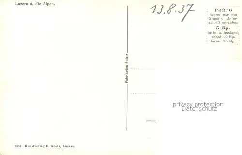AK / Ansichtskarte Luzern_LU mit Alpenpanorama Luzern_LU