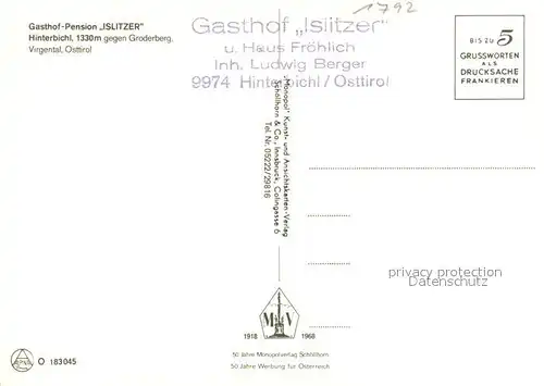 AK / Ansichtskarte Hinterbichl_Praegraten Gasthof Islitzer Hinterbichl Praegraten