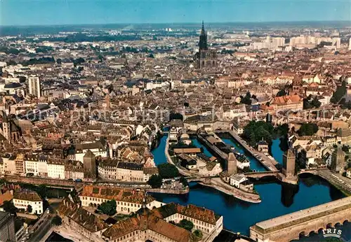 AK / Ansichtskarte Strasbourg_Alsace Fliegeraufnahme Ponts Couverts Cathedrale Strasbourg Alsace