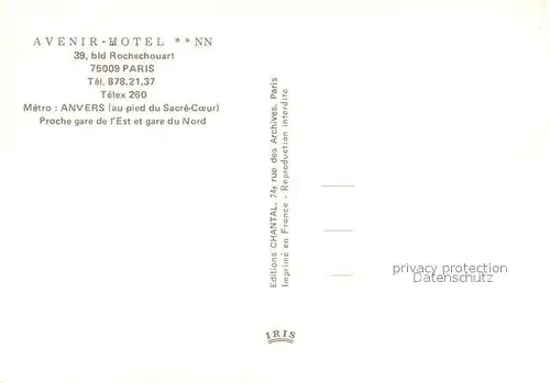 AK / Ansichtskarte Paris Avenir Hotel Paris