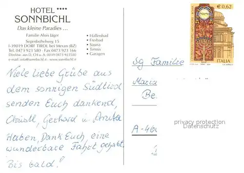 AK / Ansichtskarte Dorf_Tirol Hotel Sonnbichl Dorf_Tirol