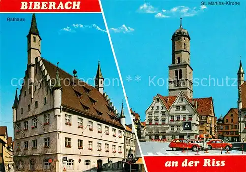AK / Ansichtskarte Biberach_Riss Rathaus St. Martins Kirche Biberach Riss
