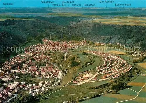 AK / Ansichtskarte Blaubeuren Fliegeraufnahme Talkessellage Seissen Rucken Blaubeuren