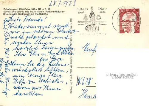 AK / Ansichtskarte Calw Marktplatz Stadtkirche Calw