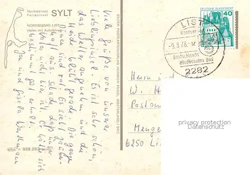 AK / Ansichtskarte Sylt Hafen Autofaehre  Sylt