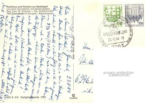 AK / Ansichtskarte Gernsbach Gasthaus zur Nachtigall  Gernsbach