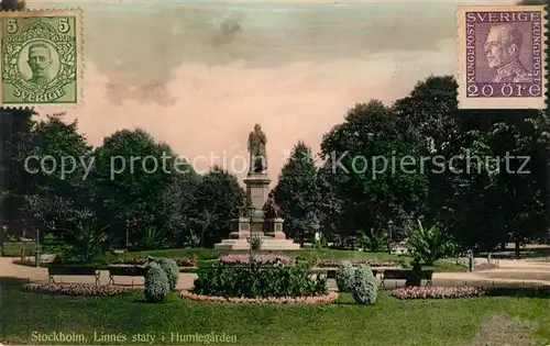 AK / Ansichtskarte Stockholm Linnes staty i Humlegarden Stockholm
