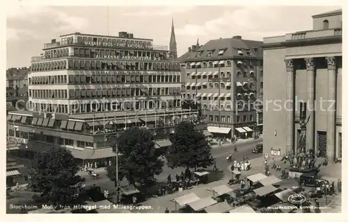 AK / Ansichtskarte Stockholm Motiv fran Hoetorget med Millesgruppen Stockholm