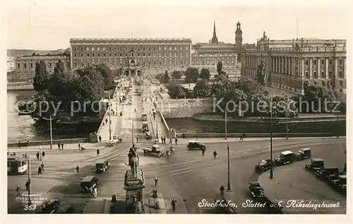 AK / Ansichtskarte Stockholm Slottet och Riksdagshuset Stockholm