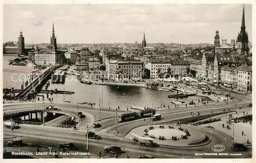 AK / Ansichtskarte Stockholm Utsikt fran Katarinahissen Strassenbahn Stockholm