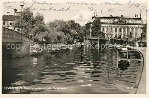 AK / Ansichtskarte Stockholm Riddarholmskanalen och Riddarhuset Stockholm