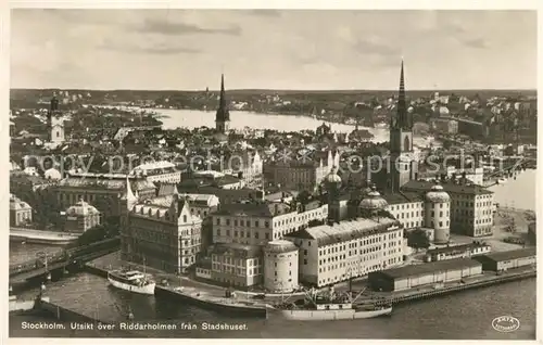 AK / Ansichtskarte Stockholm Utsikt oever Riddarholmen fran Stadshuset Stockholm