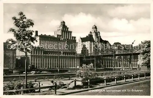 AK / Ansichtskarte Stockholm Sportspalatset och Eriksbron Stockholm