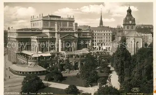 AK / Ansichtskarte Stockholm Teatern och Jakobs Kyrka Stockholm