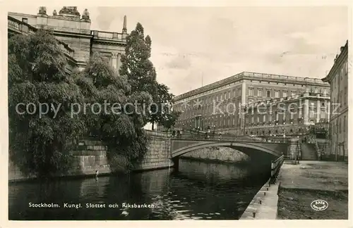 AK / Ansichtskarte Stockholm Slottet och Riksbanken Stockholm