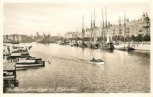 AK / Ansichtskarte Stockholm Strandvaegen Segelschiffe Stockholm