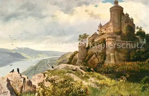 AK / Ansichtskarte Braubach_Rhein Marksburg Kuenstlerkarte Braubach Rhein