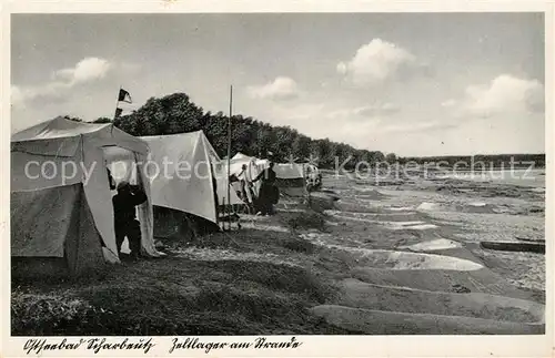 AK / Ansichtskarte Scharbeutz_Ostseebad Zeltlager am Strand Scharbeutz_Ostseebad