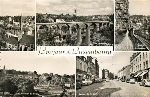 AK / Ansichtskarte Luxembourg Eglise St Jean Les Rochers du Bock Vue generale Le Viaduc Chemin pittoresque Avenue de la Gare Luxembourg