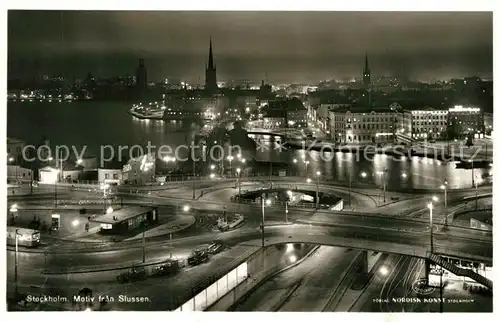 AK / Ansichtskarte Stockholm Slussen Nachtaufnahme Stockholm