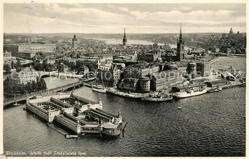AK / Ansichtskarte Stockholm Fliegeraufnahme Stadhuset Kirche Stockholm