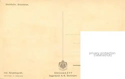 AK / Ansichtskarte Stockholm Stroembron Winteraufnahme Stockholm