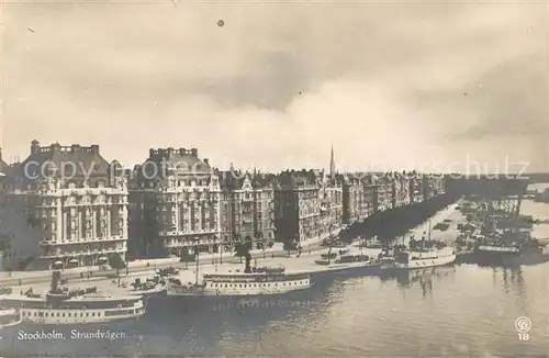 AK / Ansichtskarte Stockholm Strandvaegen Hafen Anleger Stockholm