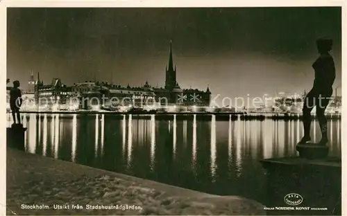 AK / Ansichtskarte Stockholm Stadshustraedgaerden Abend Stockholm