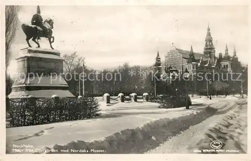 AK / Ansichtskarte Stockholm Nordisches Museum Reiterdenkmal Stockholm