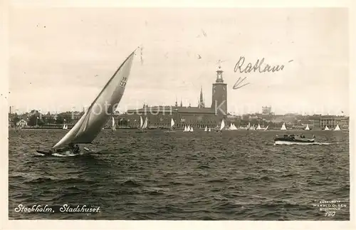 AK / Ansichtskarte Stockholm Stadhuset Segelboote Stockholm
