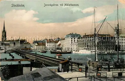 AK / Ansichtskarte Stockholm Jernvaegsbron Maelarhamnen Hafen Stockholm
