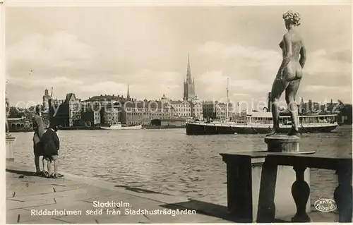 AK / Ansichtskarte Stockholm Riddarholmen Denkmal Schiff Stockholm