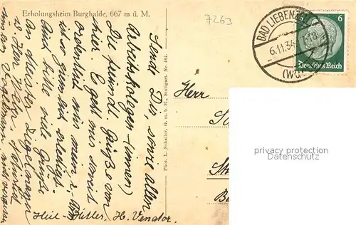 AK / Ansichtskarte Bad_Liebenzell Erholungsheim Burghalde Bad_Liebenzell