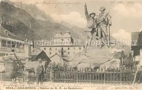 AK / Ansichtskarte Chamonix Statue de H. B. de Saussure Monument Chamonix