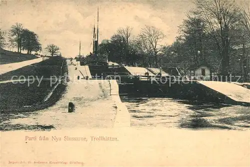 AK / Ansichtskarte Trollhaettan Parti fran Nya Slussarne Trollhaettan