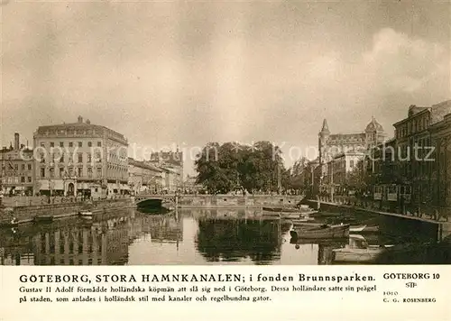 AK / Ansichtskarte Goeteborg Stora Hamnkanalen i fonden Brunnsparken Goeteborg