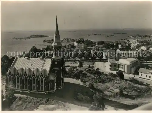 AK / Ansichtskarte Hanko_Hangoe Fliegeraufnahme mit Kirche Hanko Hangoe