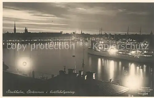 AK / Ansichtskarte Stockholm Stroemmen Abendstimmung Stockholm