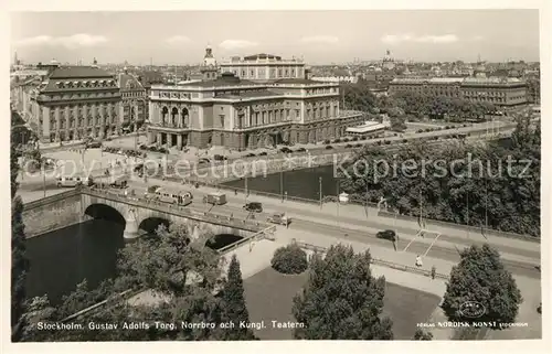 AK / Ansichtskarte Stockholm Gustav Adolfs Torg Norrbro Koenigliches Theater Stockholm